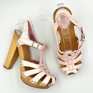 Fornarina Pink Vegan Leather Y2K 2000s Sandal Heels